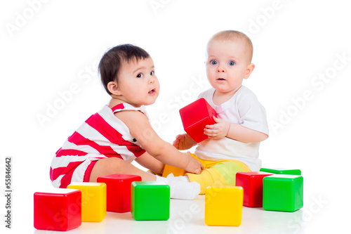 Photo: babies girls play block toy babies girls play block toy