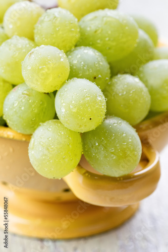 Photo: Green grapes with water drops Green grapes with water drops