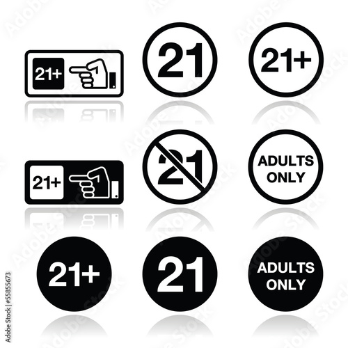 Vector: Under 21, adults only warning sign Under 21, adults only warning sign