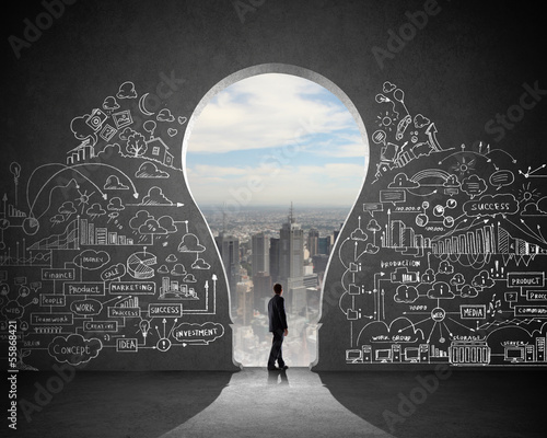 Photo: Businessman and business plan Businessman and business plan