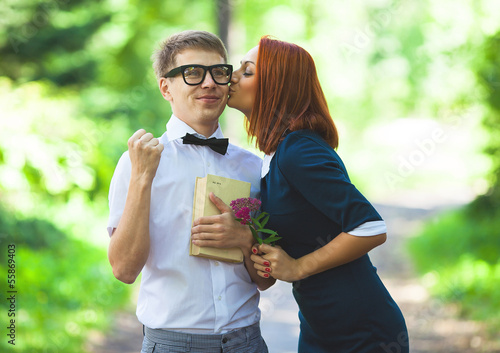 Photo: Student couple kissing Student couple kissing