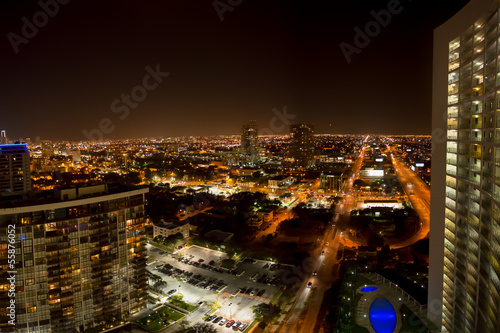 Photo: Aerial view of Miami Beach at night Aerial view of Miami Beach at night