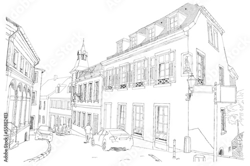 Illustration: urban sketch of Baden-baden in Germany urban sketch of Baden-baden in Germany