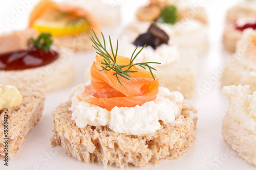 Photo: canape with cheese cream and salmon canape with cheese cream and salmon