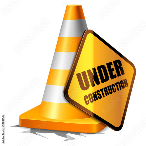 Vector: Traffic cone and under construction sign. Traffic cone and under construction sign.