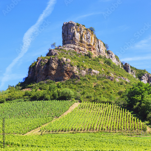 Photo: Solutre Rock with vineyards in Burgundy Solutre Rock with vineyards in Burgundy