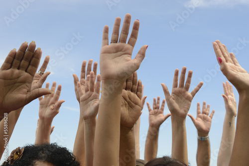 Photo: Hands Up against blue sky Hands Up against blue sky
