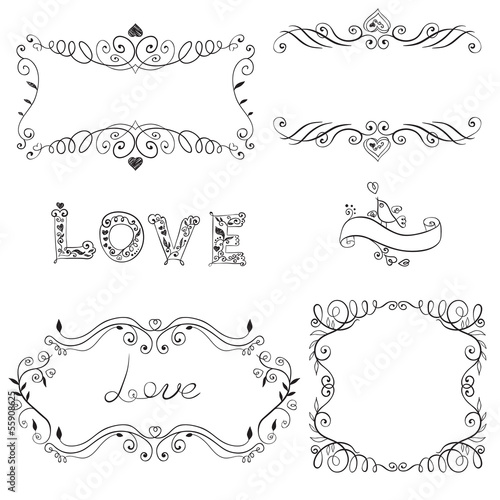 Vector: Set of calligraphic design elements. Vector illustration. Set of calligraphic design elements. Vector illustration.