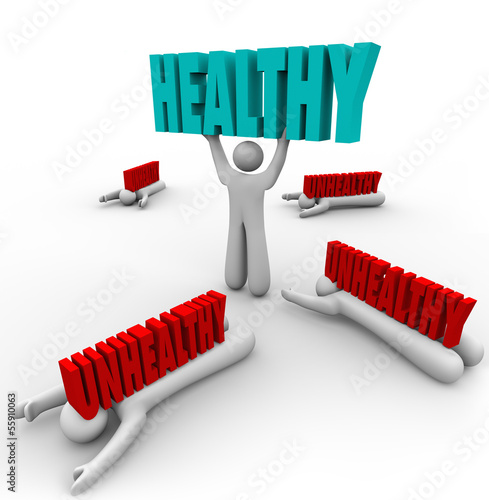 Illustration: Healthy Vs Unhealthy One Person Good Health Fitness Healthy Vs Unhealthy One Person Good Health Fitness