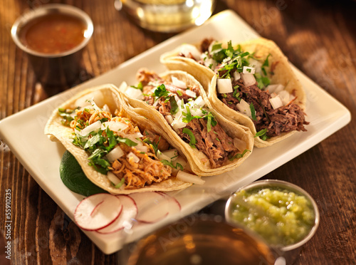 Photo: authentic mexican barbacoa, carnitas and chicken tacos authentic mexican barbacoa, carnitas and chicken tacos