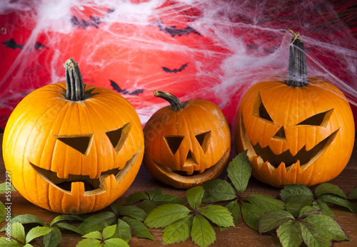 Photo: Halloween background with web and spider,pumpkin Halloween background with web and spider,pumpkin