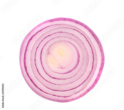 Photo: Sliced red onion on white background Sliced red onion on white background