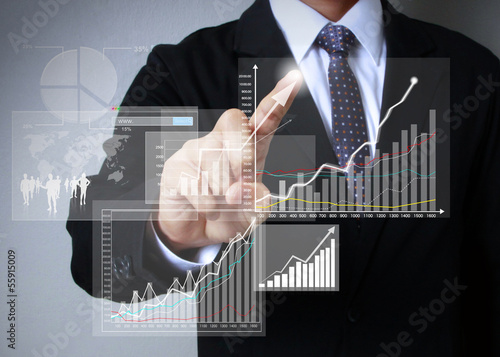 Photo: financial symbols coming from hand financial symbols coming from hand
