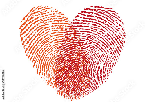  red fingerprint heart, vector