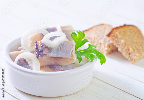 Photo: herring with onion and bread herring with onion and bread