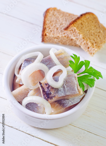 Photo: herring with onion and bread herring with onion and bread