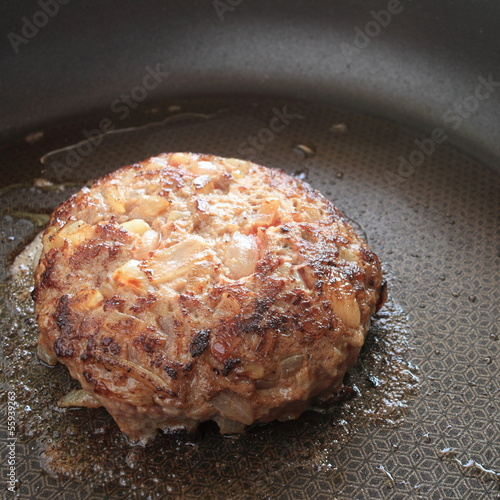 Photo: pan frying hamburger pan frying hamburger