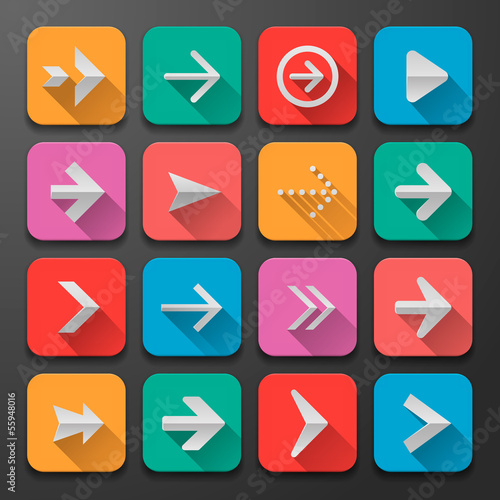 Vector: Set arrows flat icons, for webdesign, vector Eps10 illustration. Set arrows flat icons, for webdesign, vector Eps10 illustration.