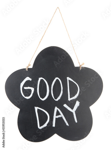 Photo: Chalkboard with sign isolated on white Chalkboard with sign isolated on white