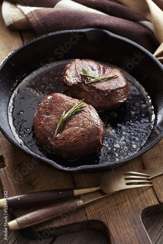 Photo: Beef steak in pan Beef steak in pan