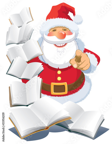 Vector: Santa Claus with books Santa Claus with books