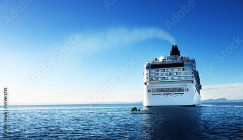Photo: Caribbean sea and cruise ship in sunset time Caribbean sea and cruise ship in sunset time