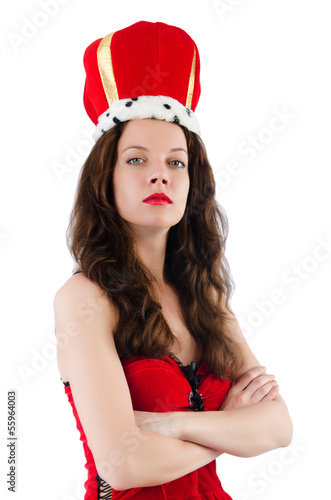 Photo: Woman with crown isolated on white Woman with crown isolated on white