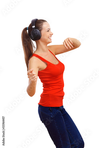 Photo: Happy smiling girl dancing Happy smiling girl dancing