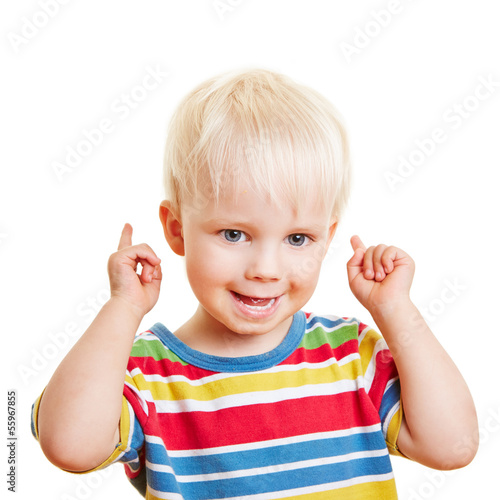 Photo: Kleines Kind mit erhobenen Zeigefingern Kleines Kind mit erhobenen Zeigefingern