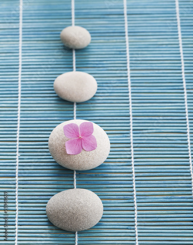 Photo: Zen stones and pink flowers Zen stones and pink flowers