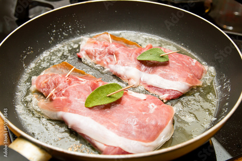 Photo: Saltimbocca alla romana in a pan Saltimbocca alla romana in a pan