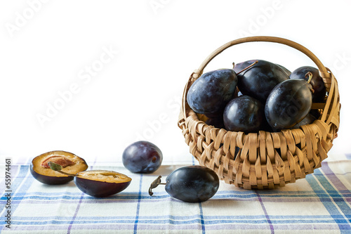 Photo: Fresh plums in thebasket Fresh plums in thebasket