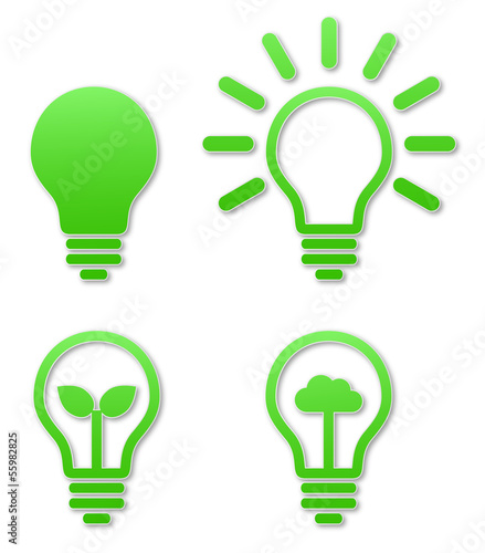 Vector: lightbulb icon green sticker lightbulb icon green sticker
