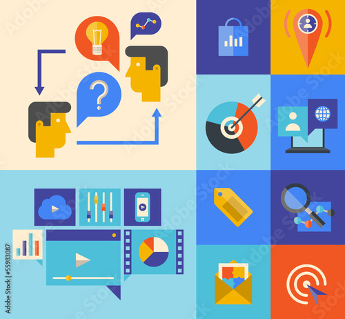 Vector: Website marketing and brainstorming icons Website marketing and brainstorming icons