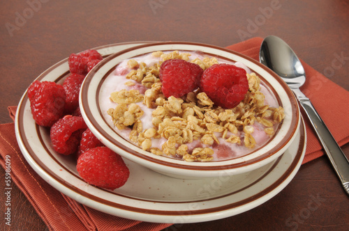Photo: Greek yogurt with raspberries Greek yogurt with raspberries