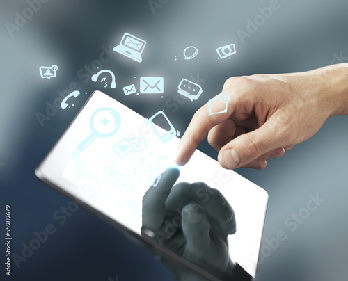 Photo: hand pusning tablet hand pusning tablet