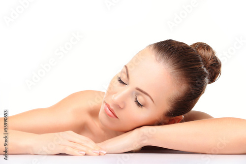 Photo: Face skincare beauty woman smiling happy Face skincare beauty woman smiling happy