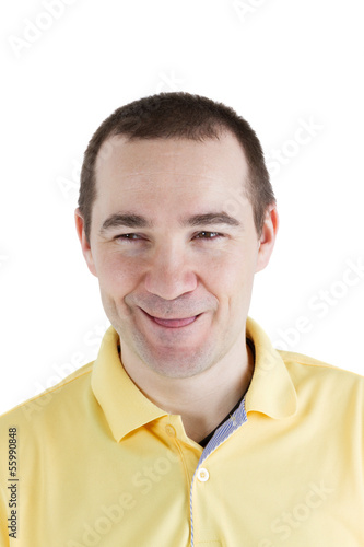 Photo: man narrowed his eyes and shows tongue man narrowed his eyes and shows tongue