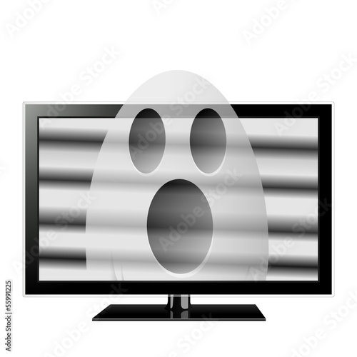 Vector: Ghost emerges through television screen Ghost emerges through television screen