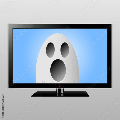 Vector: Ghost on TV screen Ghost on TV screen