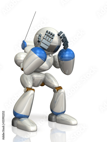 Illustration: The robot is worried because of trouble. The robot is worried because of trouble.