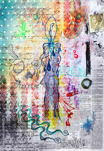 Illustration: Background with graffiti and candle Background with graffiti and candle
