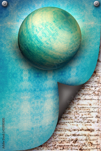 Illustration: Background with scrapbook and planet Background with scrapbook and planet