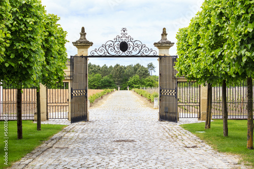 Photo: Gate to the entrance of a vineyard near St-Emilion Gate to the entrance of a vineyard near St-Emilion
