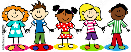 Stick figure ethnic diversity kids - 56018612