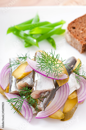 Photo: herring salad with pickled cucumbers and onions herring salad with pickled cucumbers and onions
