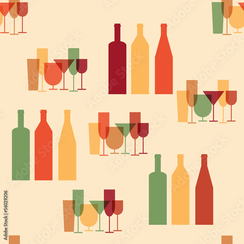 Vector: bottles and glasses seamless bottles and glasses seamless