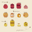 Vintage jams vector collection. Set of different confitures. Vintage jams vector collection. Set of different confitures.