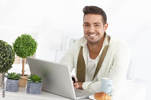 Photo: Happy businessman in the morning Happy businessman in the morning