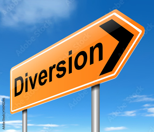 Illustration: Diversion sign. Diversion sign.